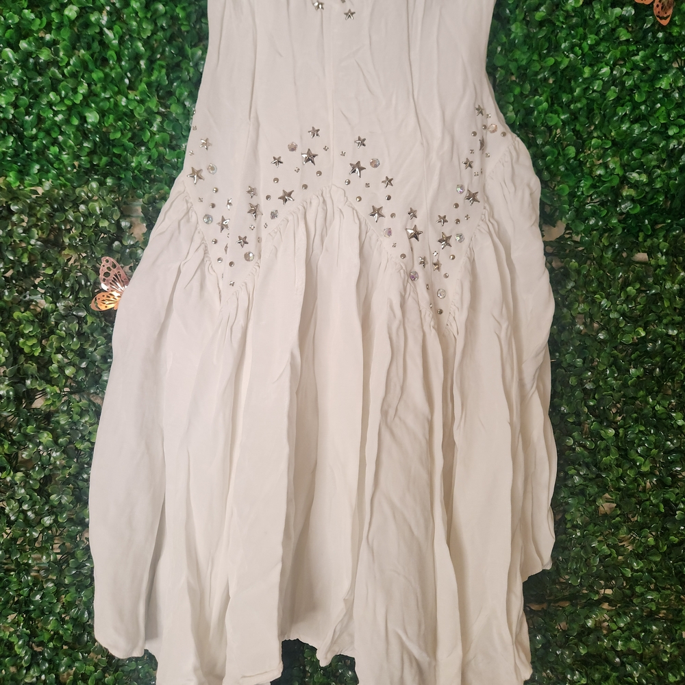 Vintage TD4 by Electra Chic Strapless White Dress with Star Accents Size 7/8